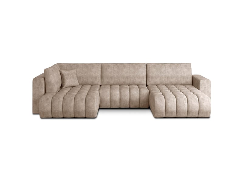  Canapé d'angle bonita convertible 6 places beige effet marbré – droit – 350x175cm  - Conforama A