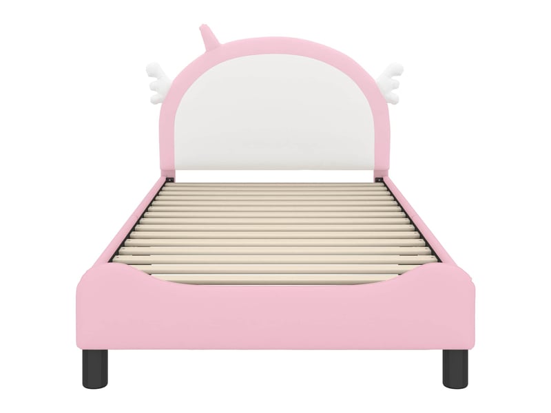 Cadre de lit pour enfants - lit jeune avec tête de lit rose 90 x 190 cm pu  - Conforama E