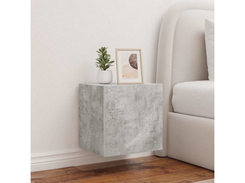  Lot de 2 meuble tv mural avec lumières led gris béton 40,5x35x40 cm  - Conforama B