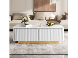 Table basse rectangulaire coloris blanc MODENUIT - 50 cmx110 cm