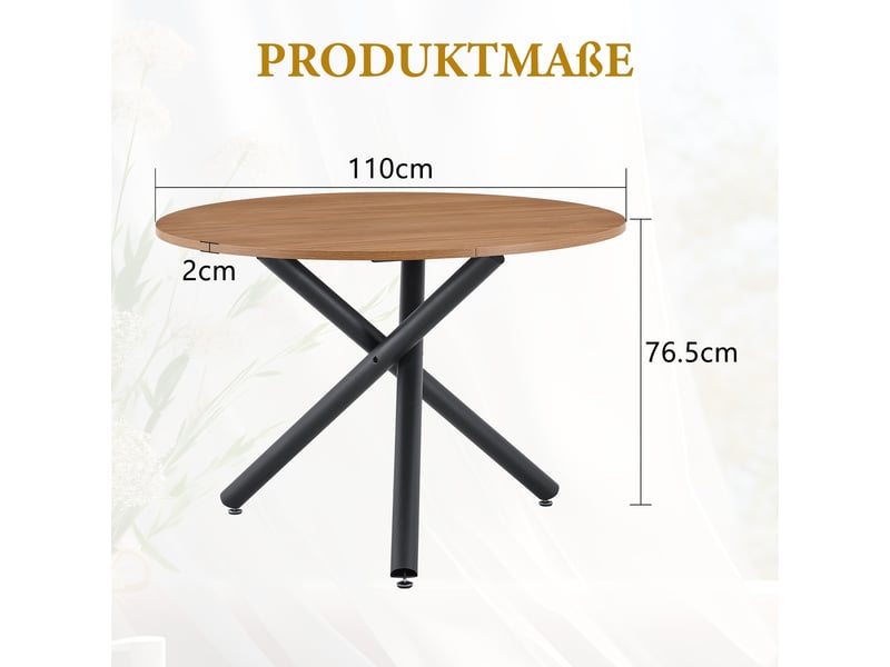 Table d'appoint ronde 110 x 110 cm en mdf et métal noir - Conforama C