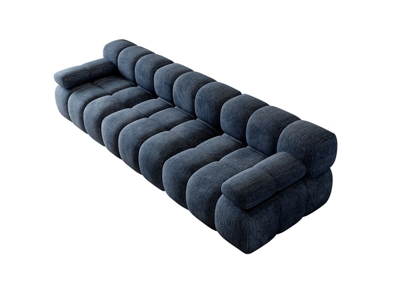  Canapé droit modenvie 3 places en chenille bleu 300 x 100 x 68 cm  - Conforama A