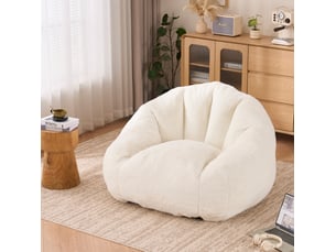 Fauteuil poire adulte 111x123x75 cm en fausse fourrure blanc