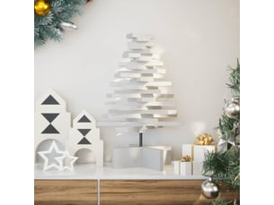 Arbre de noël, sapin de noël en bois pour décoration blanc 60 cm pin massif