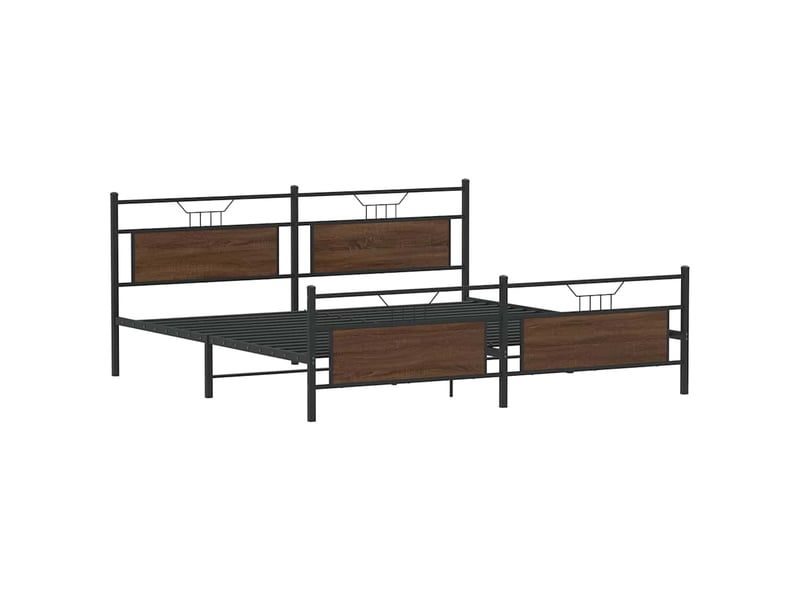  Lit double- lit adulte -  cadre de lit en métal sans matelas chêne marron 200x200 cm  - Conforama D