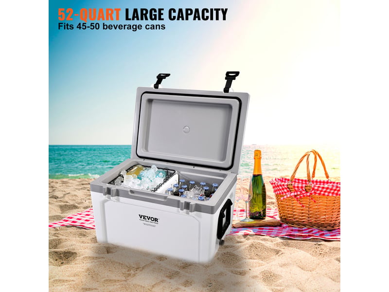  Glaciere portable 49,2 l 45-50 canettes glaciere rigide isotherme hermetique en plastique pp isolation en mousse pour garder au froid les aliments boissons randonnee pique-nique 62,5x43x45 cm  - Conforama D