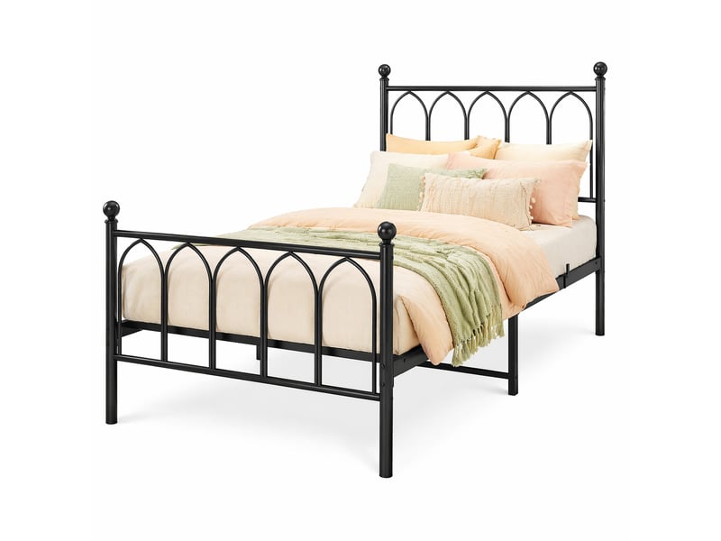 Lit simple en métal,90 x 200 cm,avec sommier à lattes sans matelas,métal,noir - Conforama A
