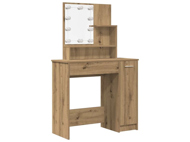  Ensemble de coiffeuse avec led chêne artisanal bois ingénierie shl24833  - Conforama D