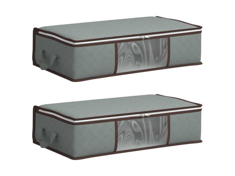  Boîte de rangement avec fenêtre latérale transparente 2 pcs gris shl91856  - Conforama A