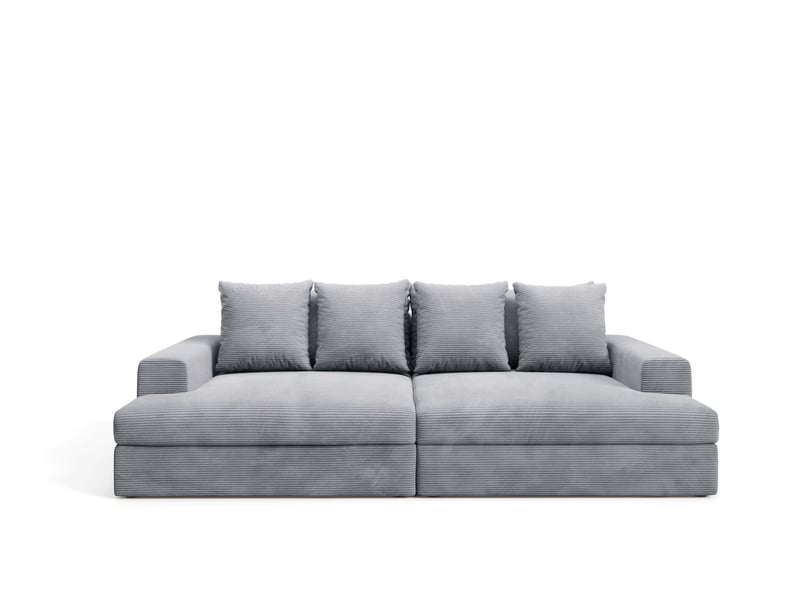 Canapé droit 4 places confort assise profonde en velours côtelé caldo gris - Conforama A