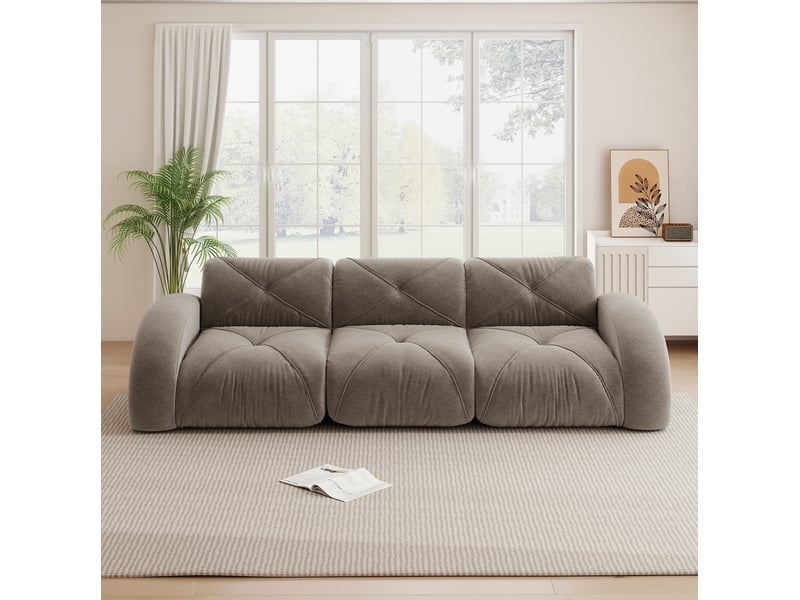  Canapé modulable sans cadre 3 places en chenille taupe  - Conforama C