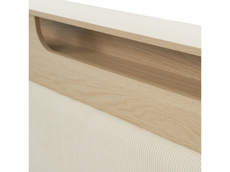 Lit double 180 × 200 cm, tête de lit led avec rangements, chêne clair IKSETERA TRADING LTD - Conforama W