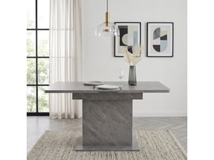 Table à manger extensible 130 x 70 x 75 cm - rangement intégré - plateau effet béton - design moderne - gris