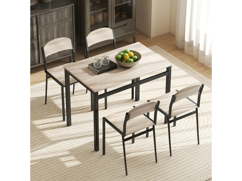  Ensemble salle à manger 5 pièces : table + 4 chaises, gain de place, pour cuisine et salle à manger, noir  - Conforama D