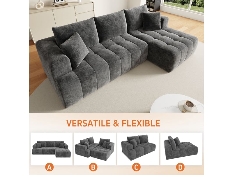 Sauna Modules Canapé d'angle modulable en l 244,5 cm, canapé nuage en chenille ...
