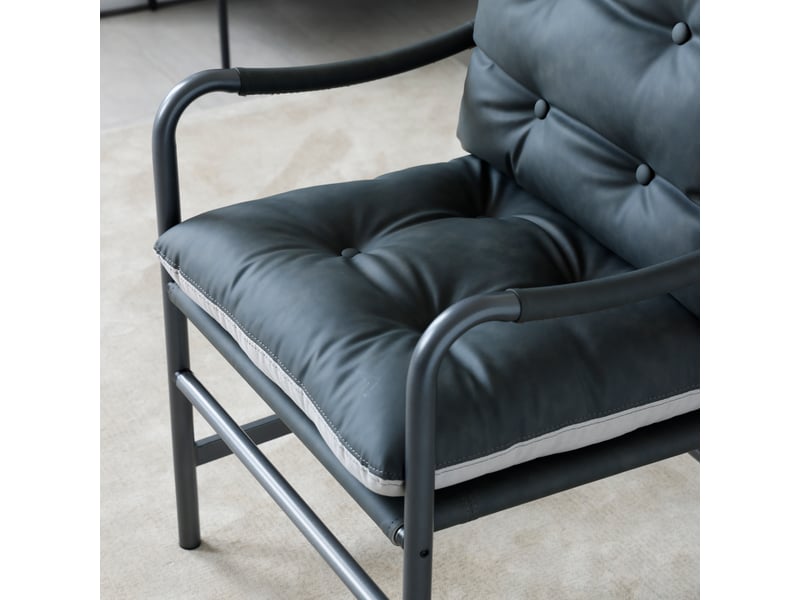  Fauteuil d'accent,60x62x90 cm,avec cadre métal,cuir pu,noir  - Conforama E