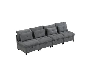 Canapé modulable 4 places convertible avec rangement gris antique
