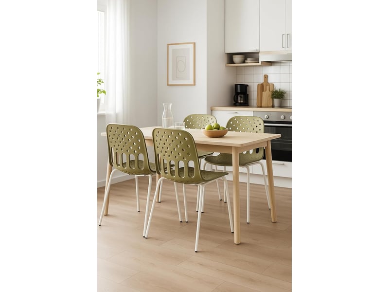  Lot de 4 chaises de cuisine empilables kio kaki et blanches avec structure métal 736-KIO - Conforama B