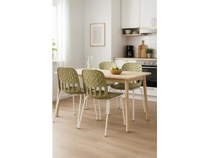 Lot de 4 chaises de cuisine empilables kio kaki et blanches avec structure métal