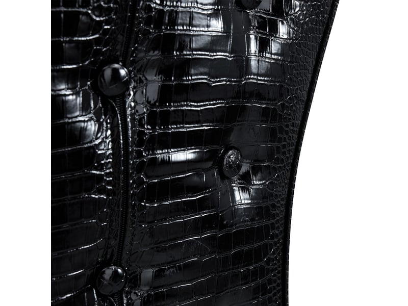 Lot de 2 chaises de salle à manger,61,5x42x101 cm,effet crocodile,pvc,noir - Conforama E