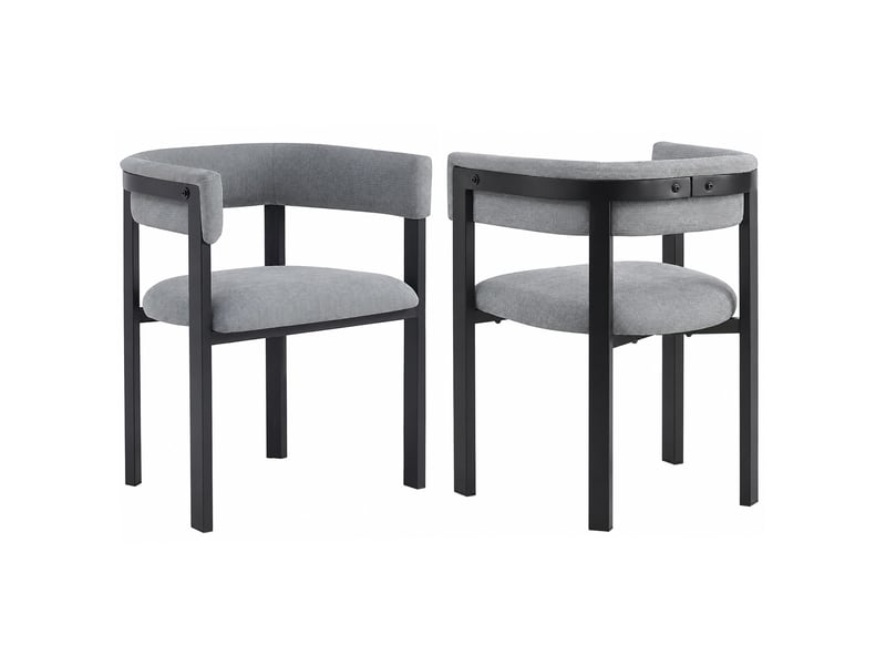  Lot de 2 chaises de salle à manger en chenille grise, dossier enveloppant, style moderne  - Conforama A