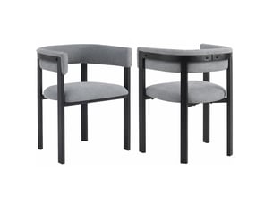 Lot de 2 chaises de salle à manger en chenille grise, dossier enveloppant, style moderne