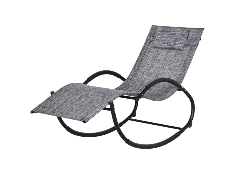  Chaise de jardin, chaise longue à bascule, métal, 61x155x88cm, gris  - Conforama A