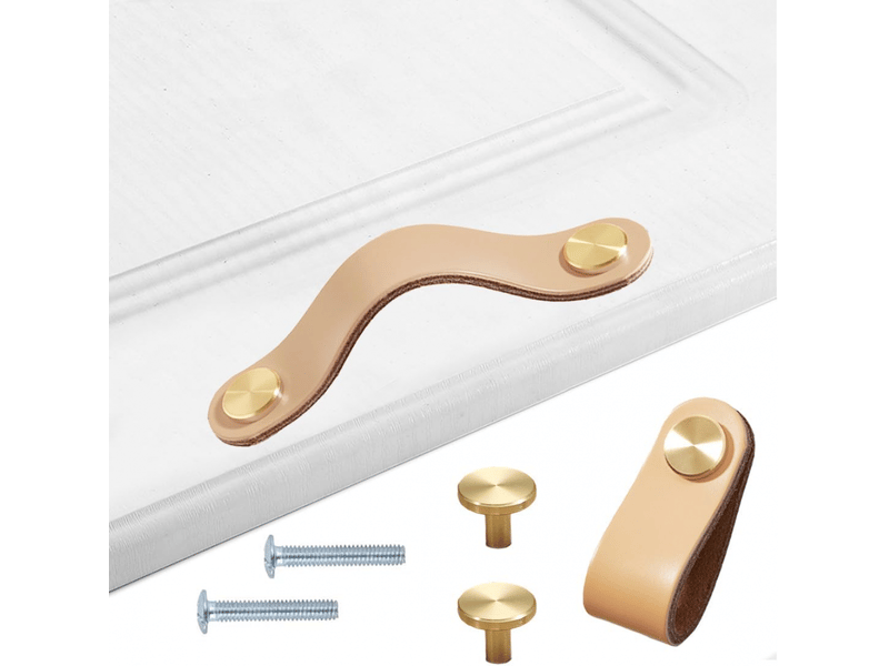  Poignées en cuir pour placards, poignées vintage de 4 poignées, boutons en cuir pour placards de cuisine  - Conforama A