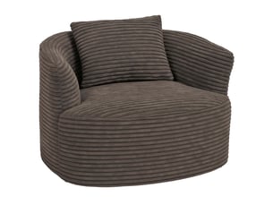 Fauteuil lounge relax avec coussin design arrondi et assise rembourrée tissu velours côtelé marron 04_0008970