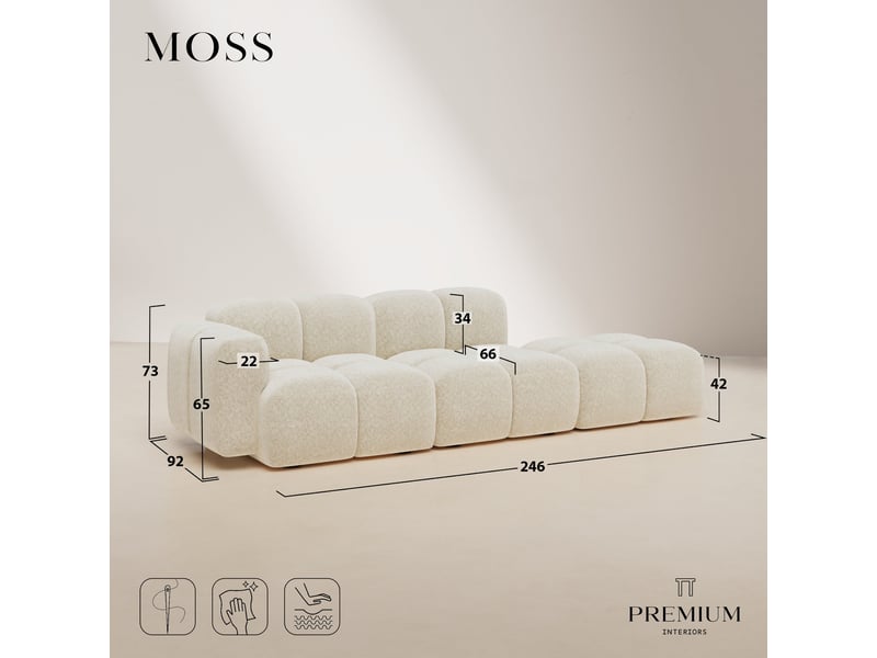  Canapé modulable 4 places en velours texturé moss MOSS - Conforama C