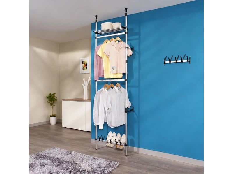  Système de garde-robe télescopique barres et étagère aluminium shl27978  - Conforama E