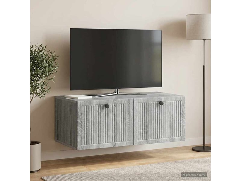  Meuble tv - banc tv - meuble de rangement mural sonoma gris 78,5 x 41 x 30 cm bois d'ingénierie  - Conforama D