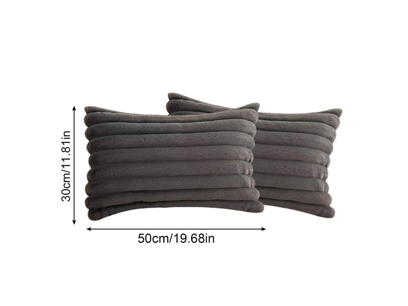  Lot de 2 housses de coussin 30 x 50 cm peluche gris chicfurn  - Conforama C