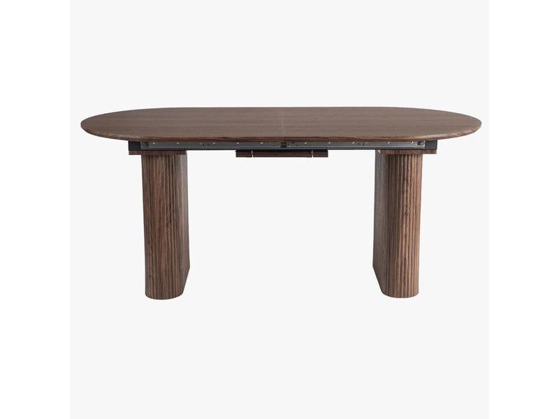  Table à manger ovale extensible couleur bois foncé 180-220 cm  - Conforama A