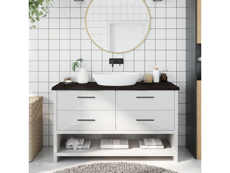  Comptoir de salle de bain, plan de travail marron foncé bois massif traité cf65874  - Conforama B