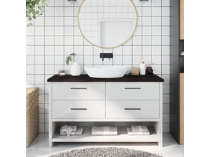 Comptoir de salle de bain, plan de travail marron foncé bois massif traité cf65874