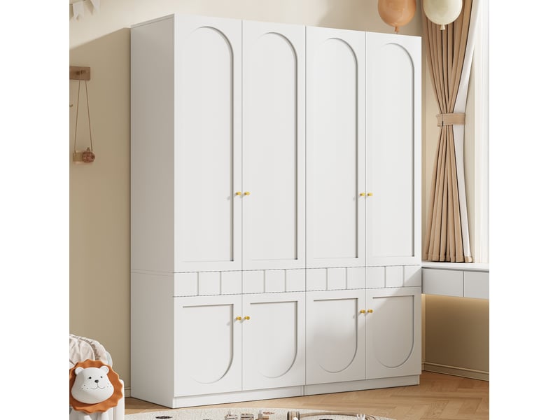 Ensemble de 2 armoires 2 portes 160x50x200 cm laquées mdf blanc - Conforama C