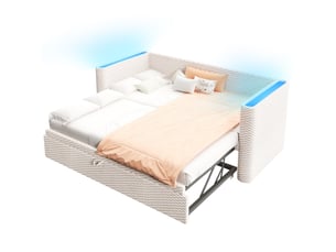 Lit gigogne 90x190/200 cm OKWISH coloris beige