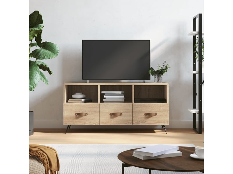  Meuble tv - banc tv - meuble de rangement chêne sonoma 102x36x50 cm bois d'ingénierie  - Conforama B