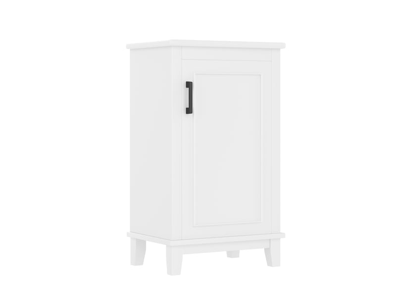 Meuble vasque salle de bain blanc 51 cm avec lavabo céramique intégré et étagères réglables - Conforama D