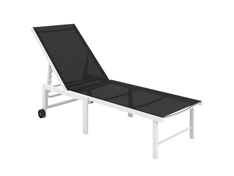  Transat de jardin inclinable à roulettes, dossier réglable 5 positions et structure en acier, 166 x 60 x 84 cm, gris  - Conforama A