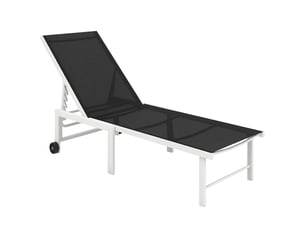 Transat de jardin inclinable à roulettes, dossier réglable 5 positions et structure en acier, 166 x 60 x 84 cm, gris