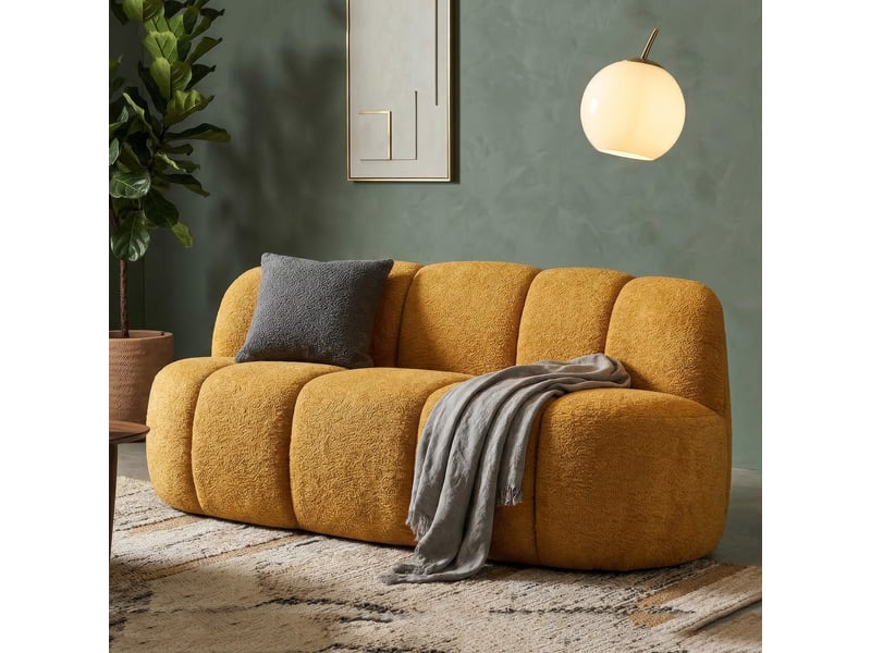  Canapé fixe 2 places alchi, places assises 2, 82x58x147h cm, jaune moutarde Alchi - Conforama B