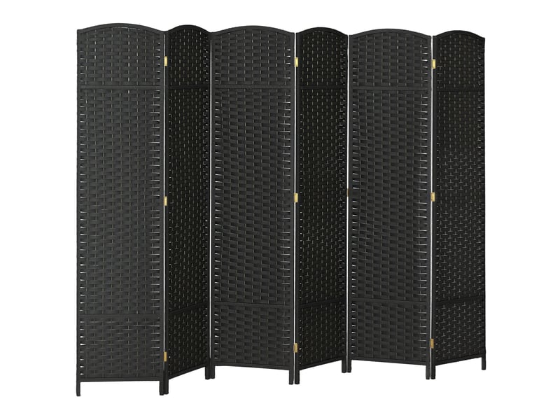  Paravent de séparation d'intérieur pliable à 6 panneaux tressés, 240x170 cm, noir  - Conforama A