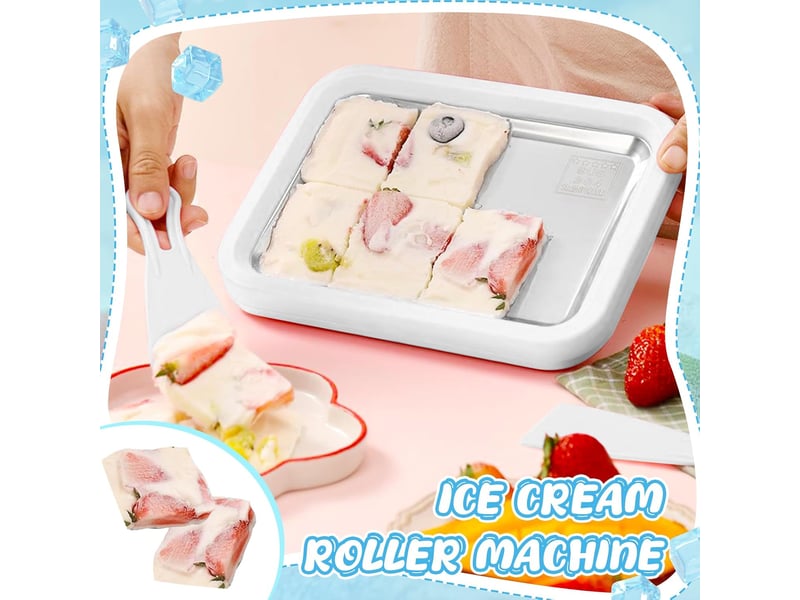  Moule à glace avec 2 spatules - petit appareil à glace roulée instantanée pour glaces roulées maison, yaourts glacés, gelatos GTR00685 - Conforama C