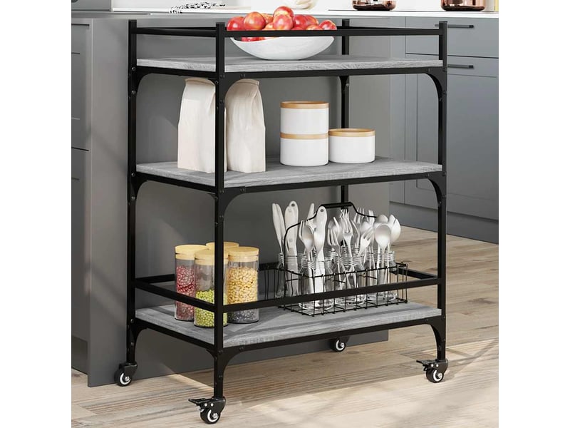  Desserte de cuisine, chariot de rangement sonoma gris 65x40x86,5 cm bois d'ingénierie  - Conforama B