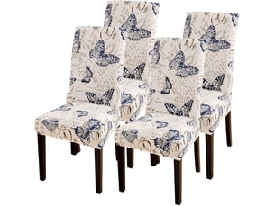 Housse de chaise universelle élastique en 4 pièces avec motif papillon antidérapant imprimé, idéale pour la décoration de la maison et de l'hôtel, multicolore