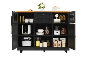 Desserte de cuisine 140x40x93,5 cm plateau pliant mdf noir