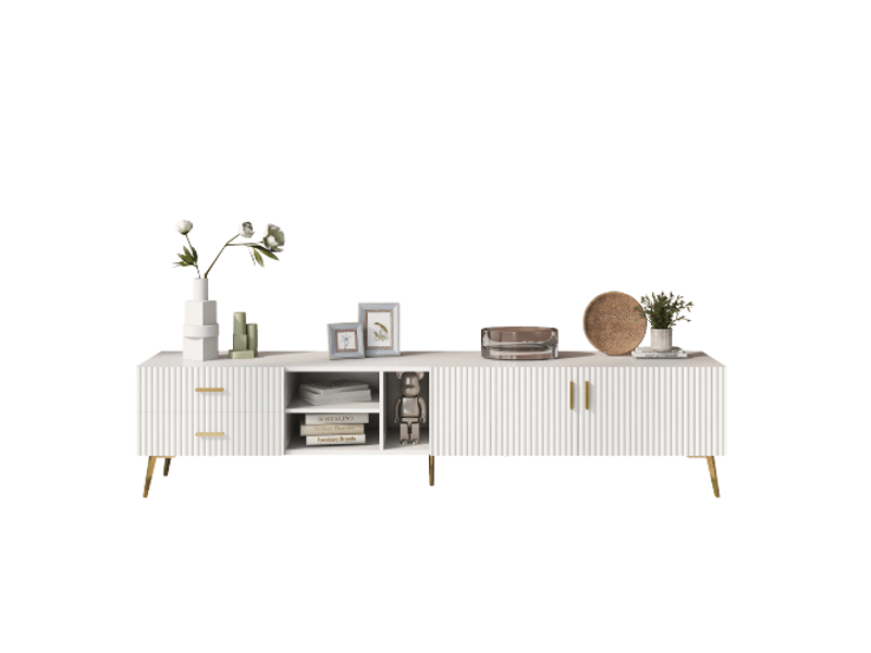  Meuble tv pour téléviseur 75 pouces - meubles bas meuble multimédia,console tv, meuble moderne console - blanc  - Conforama A