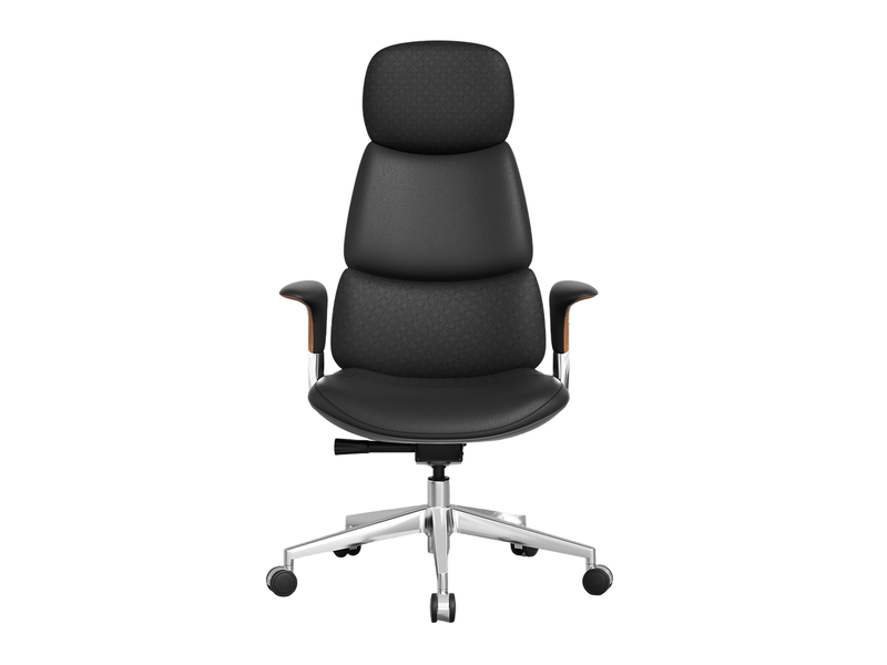  Fauteuil de bureau en cuir noir et marron, mécanisme à trois leviers inclinable jusqu'à 135°, assise coulissante  - Conforama B